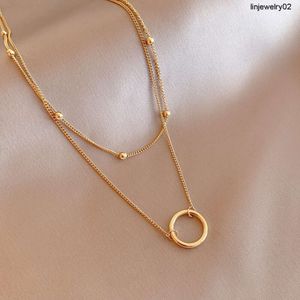 Collier avec pendentif en or 14 carats, Design Simple, cercle vierge, pour femmes et filles, colliers superposés en acier inoxydable, bijoux, vente en gros