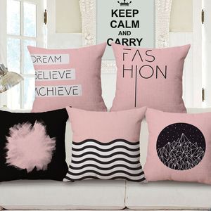Housse de coussin design simple taie d'oreiller rose moderne citation d'amour canapé chaise almofada décoration de noël pour bureau à domicile