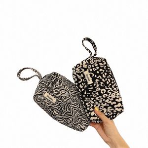 Diseño simple Organizador de bolsos femeninos Leopardzebra lienzo de maquillaje de maquillaje bolsas de billetera de bolsas de bolsillo de pola para mujeres para mujeres regalos r9dt#