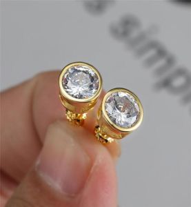 Pendientes de moda simples Gold Bling Round Cz Diamond Stud Earings for Men Women Nice Gift Whole5335798