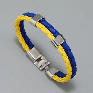 Bracelets en cuir multicouches de mode Simple pour femmes hommes bracelet à breloques drapeau ukrainien bracelet fier patriotisme bijoux