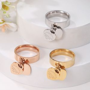 Anillo de amor de acero inoxidable a la moda Simple para mujer, anillo de concha que No se decolora, anillo de números romanos para parejas, venta al por mayor