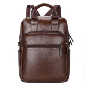 Mochila sencilla para hombre con mochila para ordenador portátil de gran capacidad, bolso de viaje de ocio a la moda de cuero PU 230921