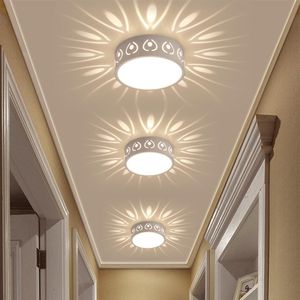 Simple moderne 3W LED Downlight couloir allée porche projecteur créatif balcon rond acrylique métal plafonniers Dia15cm204L