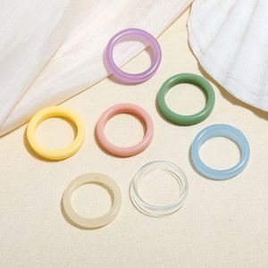 Simple rétro coréen esthétique anneau Chic minimaliste acrylique résine mince anneaux pour femmes bijoux fête cadeaux en gros