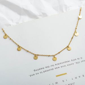 Simple en acier inoxydable rond petite pièce suspendue collier bijoux en acier au titane colliers en gros pour les femmes