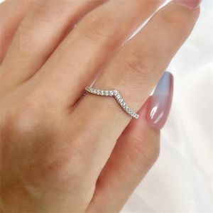 Simple Teen Girls 925 Sterling Silver Rings Tiny 5A Cubic Zirconia ring Party Atistic Luxury Jewelry for Women Engagement Wedding Bride rings Gift With Box Size 5-9