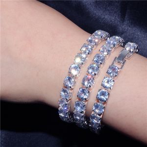 Pulsera de circón simple Joyas Cadena de tenis de diamantes de imitación completa Pulsera de una fila Joyería de moda para mujer Pulseras al por mayor Diseñador para mujeres