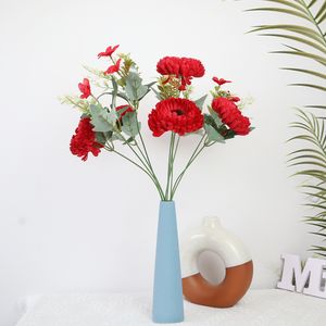 Simulation de 10 Bouquets de chrysanthèmes, fournitures de décoration de mariage et de maison, Bouquets de fleurs multicouches, vente chaude, produits en gros pour le commerce extérieur