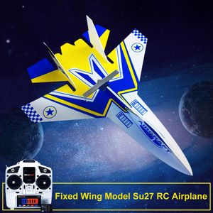 Simulators Fixed Wing Model Su27 RC Airplane With Microzone MC6C Transmitter with Receiver and Structure Parts For DIY Aircraft 221122