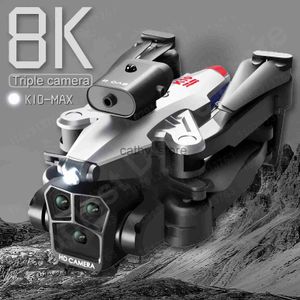 Simulators New K10Max Mini Drone 4K Professinal Three Camera Wide Angle Optical Flow Localization Four-way Obstacle Avoidance RC Quadcopter x0831