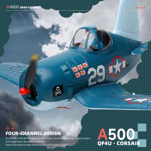 Simulators Wltoys XK RC Airplane A500 QF4U Fighter Four Channel Like Real Machine Remote Control Planes 6G Mode Toys for Adults 230111