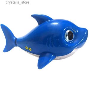 Cantar y nadar peces eléctricos Juguetes de agua de baño para niños Gran tiburón azul y amarillo Puede cantar barco nadar juguetes de pesca L230518