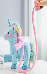 Cantando y caminando Unicornio Robot de peluche electrónico Caballos Nuevo regalo de Navidad Juguetes de peluche electrónicos para niños Regalos de cumpleaños 35cm1821942