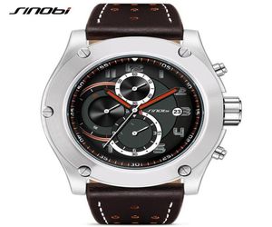 Sinobi Brand Sport Men Watch Luxury Luxury Male Leather Terproproping Chronograph Quartz Clock Militar Militar Menk Men Clock SAAT Gift1135776