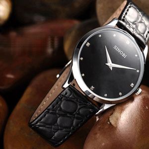 SINOBI montre classique femmes haut tendance marque de luxe bracelet en cuir dames horloge genève Quartz montre-bracelet Relogio Feminino209O