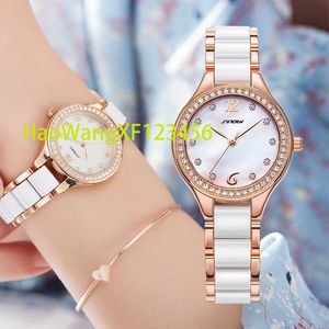 SINOBI femmes montre de luxe femme or Rose élégant diamant dame Quartz montre-bracelet en céramique étanche montre Reloj Mujer cadeau