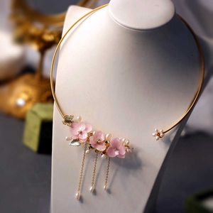SINZRY, joyería creativa hecha a mano, perlas naturales, flores secas, gargantillas vintage, collar, banda para mujer