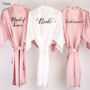 Sisbigdey polvoriento rosa novia bata satinado mujeres pijamas nupciales boda slmaid regalo madre hermana del novio s LJ200822