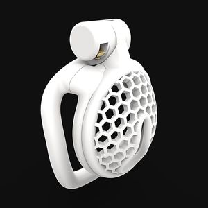 Sissy Chastety Cage Small Male Chastity Dispositif Lock Bream Design Plastic Penis Cage for Men BDSM Penis Cage Sex Toys for Couples (anneau d'arc, blanc)