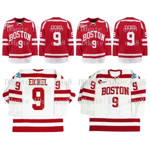 SJ NCAA signé Boston University Jersey 9 Jack Eichel Red White 100% Ing Maillots de hockey personnalisés