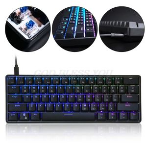 SK61 61 Key USB Wired LED Backlit Axis Gaming Mechanical Keyboard Desktop Drop Shipping
