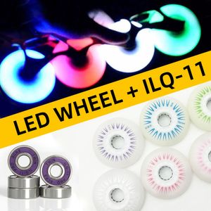 Accessoires de skate 4 pièces roue de patinage LED Flash patins à roulettes roues 72 76mm 80mm Slalom FSK pneu pour SEBA haute HV HL FRM FR Patines ILQ11 roulement 230801