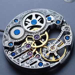 SKELETON HOLLOW CARVE Kits de reparación de relojes ART ST3620 ST3600K SEAGULL MOVIMIENTO DE RELOJ MECÁNICO DE VIENTO A MANO para HOMBRES RELOJ DE PULSERA FIX acce240G