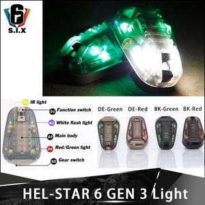 Brochettes HEL Star 6 Gen 3 Casque Light Strobe IR IR Green Red Lampe de survie de survie Airsoft Flash / Fonction régulière Imperméable