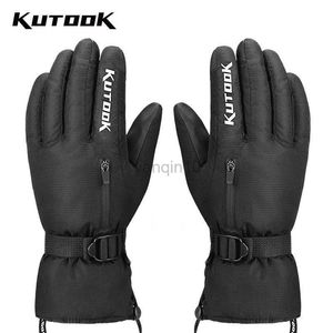 Ski Gloves KUTOOK Thermal Winter Skiing Gloves Waterproof Windproof Glove Fist Protection Ski Snowboard for Men Women MTB Snowmobile Gloves HKD230727