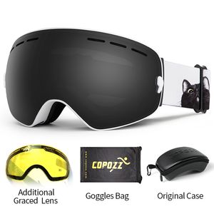 Ski Goggles COPOZZ with Case Yellow Lens UV400 Antifog Spherical Glasses Skiing Men Women Snow Box Set 230909