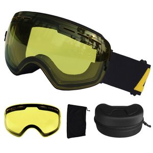 Lunettes de Ski LOCLE UV400 lunettes antibuée Double couches neige Ski Snowboard lunettes avec lentille de Vision nocturne 230918