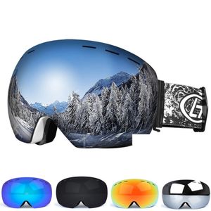 Lunettes de Ski Snap-on Double Couche Lentille PC Ski Anti-buée UV400 Snowboard Lunettes Hommes Femmes Ski Lunettes cas 230603