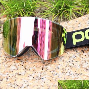 Ski Goggles With Magnetic Double Layer Lens Magnet Skiing Anti-Fog Snowboard Men Women Glasses Eyewear More Drop Delivery Dhybf