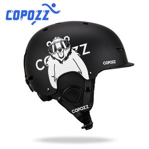 Ski Helmets COPOZZ Ski helmet Cartoons Half-covered Anti-impact Safety Helmet Cycling Ski Snowboard Sports Helmet For Adult and Kids 231109