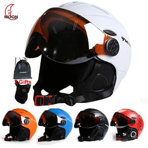 Ski Helmets MOON Professional Half-covered Ski Helmet Integrally-molded Sports man women snow Skiing Snowboard Helmets with Goggles cover 231109