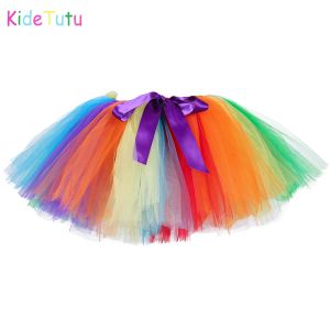 jupe des années 80 Jupe tutu rainbow des années 80 au-dessus de la longueur du genou Costume de clown adulte tutu jupe moelleuse colorée pour la fête d'anniversaire de la femme