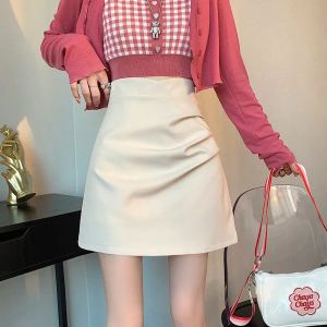 falda Faldas para mujer Ropa de cintura alta Mini falda de mujer Cremallera corta Estilo coreano Oferta blanca Envío gratis Ropa de calle Harajuku V