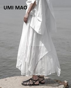 jupe Umi Mao 2022 Summer New Women's Jirts Original Design Irrégulet White Gauze Jupe Super Fairy Midlengle Gauze Jupe