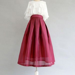 Faldas 2023 Otoño Invierno Vintage cintura alta Falda plisada mujer Casual suelta Midi moda bola cultivada ropa F214