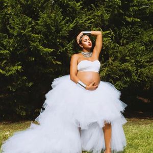 Faldas 2023 elegante falda de maternidad escalonada Hi-Low tul volantes esponjoso vestido de fiesta para mujeres embarazadas hecho a medida