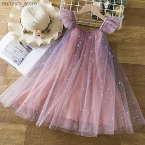 Skirts 2024 New Summer Girl Sostings Princess Dress Ruffles Kids Sequin Tutu Fiesta de cumpleaños Vestidos por 3-8Y Elegant Girls Dressesl2403