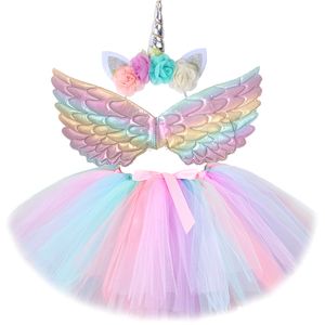 Skirts Baby Girls Unicorn Tutu Skirt Outfit for Kids Birthday Party Tulle Set Children Christmas Halloween Costumes with Wings 230609
