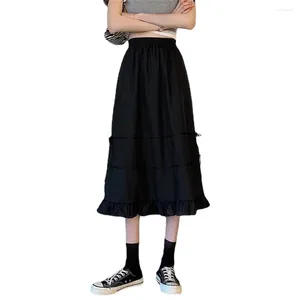Jupes Black Long jupe pour femmes filles midi vêtements d'été doux filles à la plage décontractée à lacets