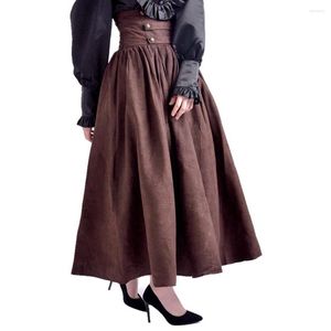 Faldas Falda gótica marrón larga para mujeres adultas Vintage gótica Steampunk cintura alta caminar Casual Cosplay Halloween invierno