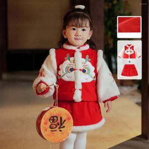 Faldas Ropa para niños Productos de invierno Año lindo y cálido para niñas Conjunto de vestido de princesa de dibujos animados para bebés