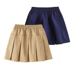 Jupes Enfants Jupe Plissée Coton Filles Demi-Longueur Kaki Été Fille Performance Danse Vêtements Adolescent Bleu Marine Uniforme 230614