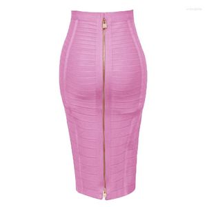 Faldas Elástico Bodycon Lápiz Falda para mujer Sexy Cremallera Cierre Tamaños XL XXL Naranja Azul Negro Rojo Blanco Rosa Verano