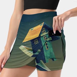 Jupes Flying Bird... House Women's Skirt Y2K Vêtements d'été 2023 Pantalon de style Kpop avec poche Birdhouse Funny Vector