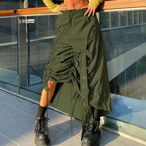Faldas para mujer de talla grande gótica Irregular plisada fiesta Maxi falda alta baja disfraces Punk Streetwear mujer corto